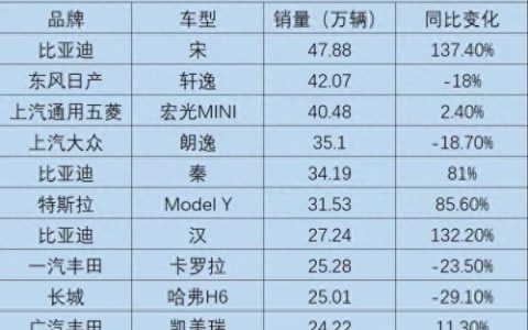 中国以外汽车销量排名前十(中国十大汽车销量排名)