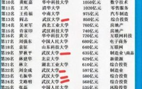 中国学生财富排名前十(中国大学首富排名20)