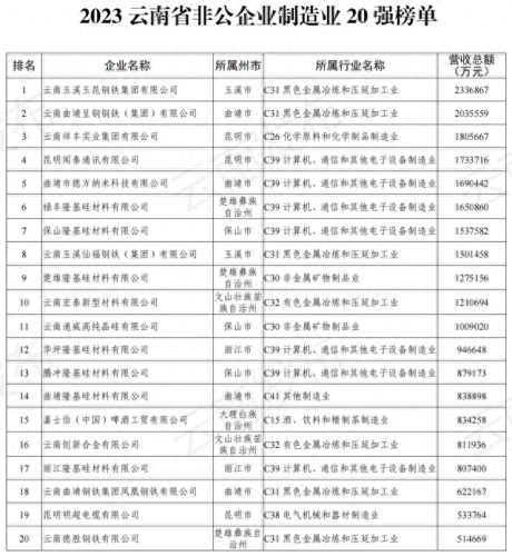 曲靖排名前十企业(曲靖龙头企业排名)插图7