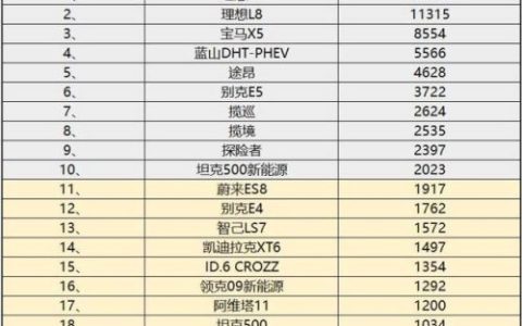十大重磅suv排名前十(十大霸气suv排名前十名)