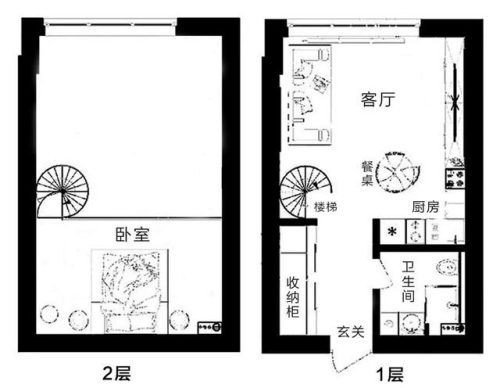 复式楼装修效果图小户型(120平米复式楼户型图)插图10
