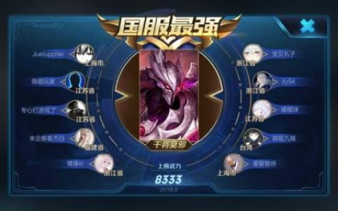 国服前十干将排名(王者荣耀国服干将是谁)