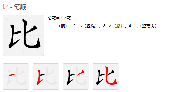 比的笔顺(比字的热词)插图3