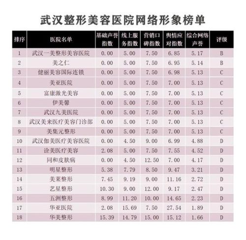 武汉整形大夫排名前十(武汉最权威的整形医院是哪家)插图