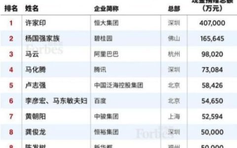 2013中国慈善排行榜(中国十大慈善家名单)