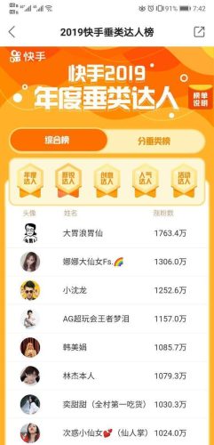 快手人气排行榜2017(快手前三十名排行榜最新)插图1