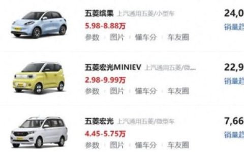 五菱车销量排行榜(五菱汽车2023年销量)