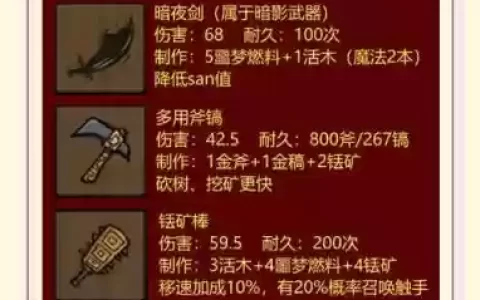 饥荒联机版武器新手