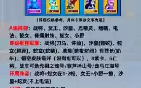 战将女王搭配阵容