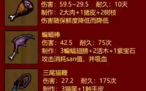 饥荒新手武器图片，饥荒新手武器图片大全