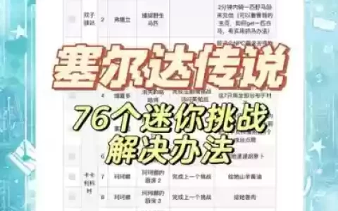 塞尔达传说初期全攻略，塞尔达新手流程攻略